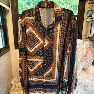 ZARA Men's Geometric Patterned Shirt - Multicolor large